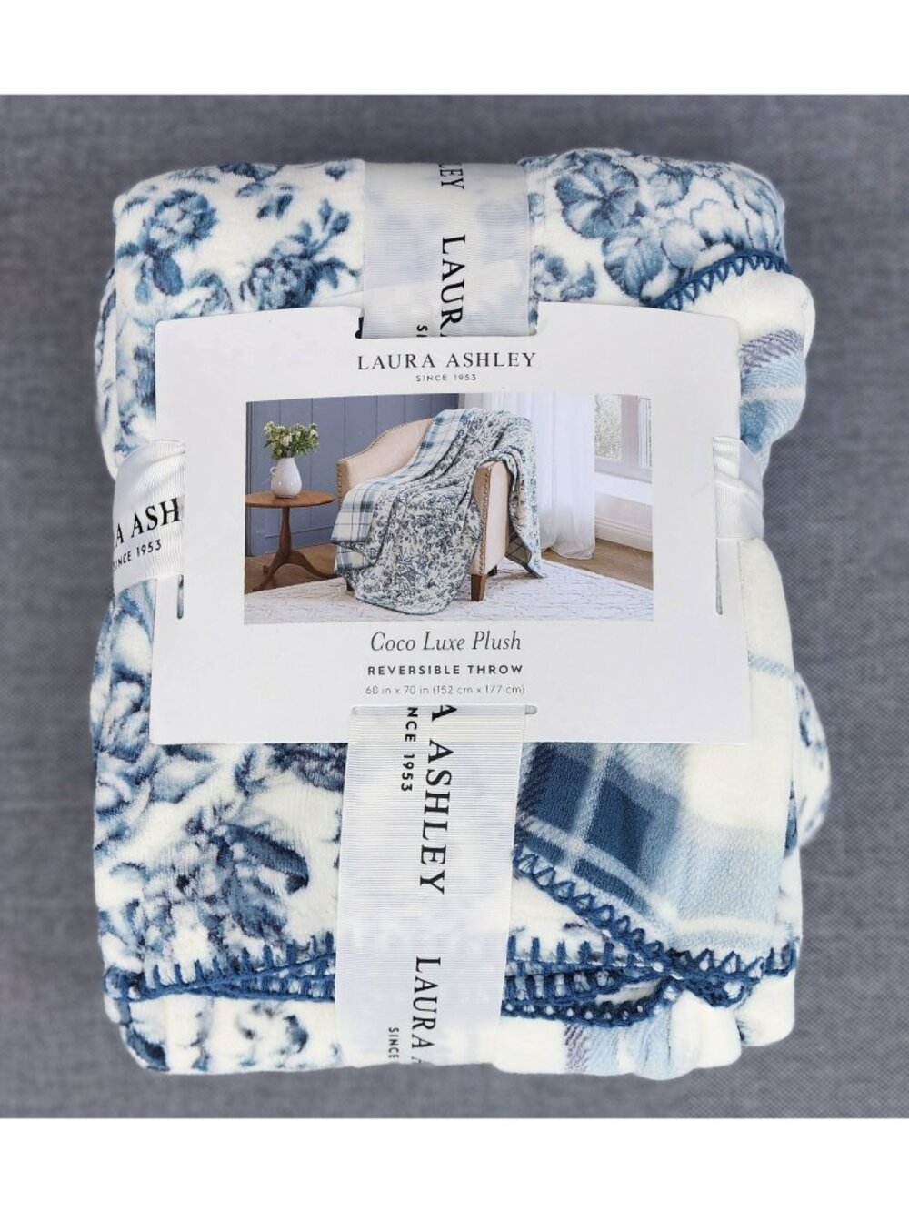 Laura Ashley Plush Reverible Throw